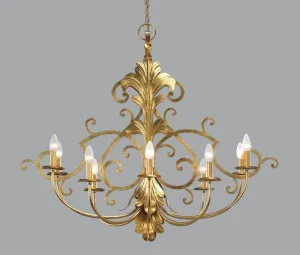 Ten Lamp Dark Gold Metal Chandelier