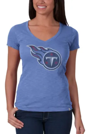 Tennessee Titans 47 Brand Women Periwinkle Blue V-Neck Scrum T-Shirt