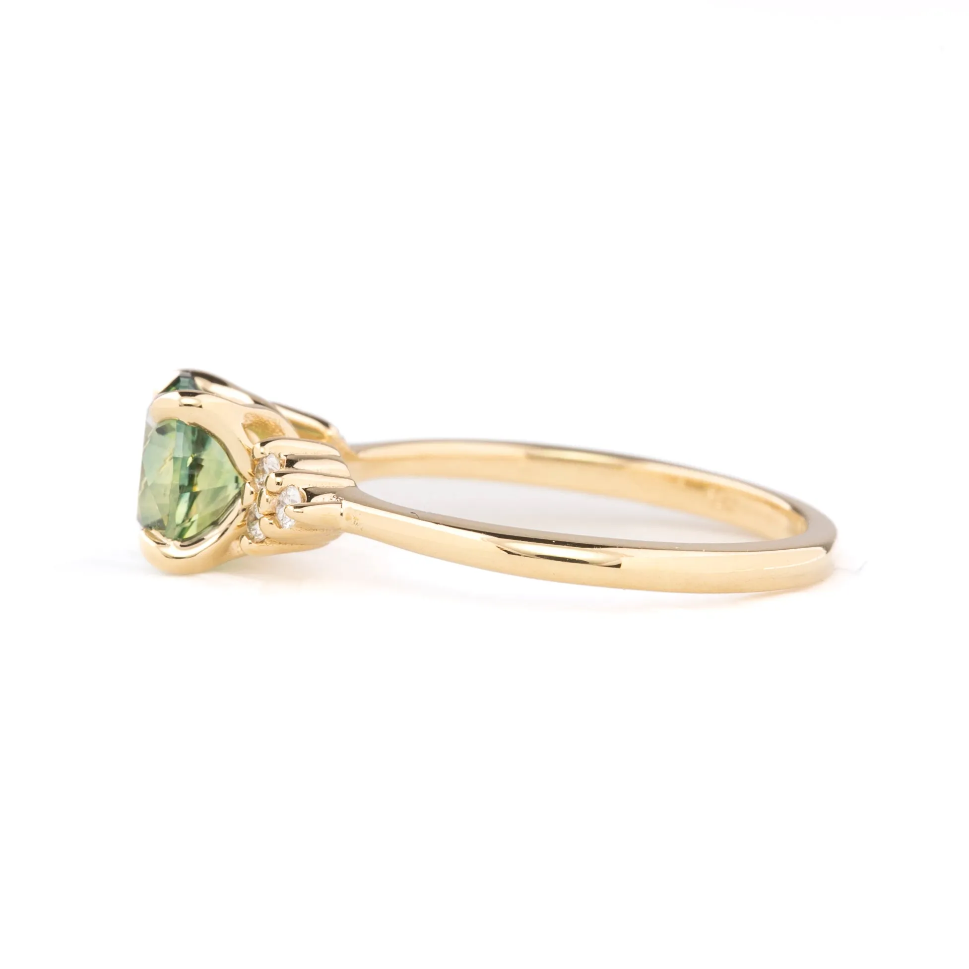 Teresa Ring 1.60ct Parti Green Yellow Montana Sapphire, 14k Yellow Gold (One of a kind)