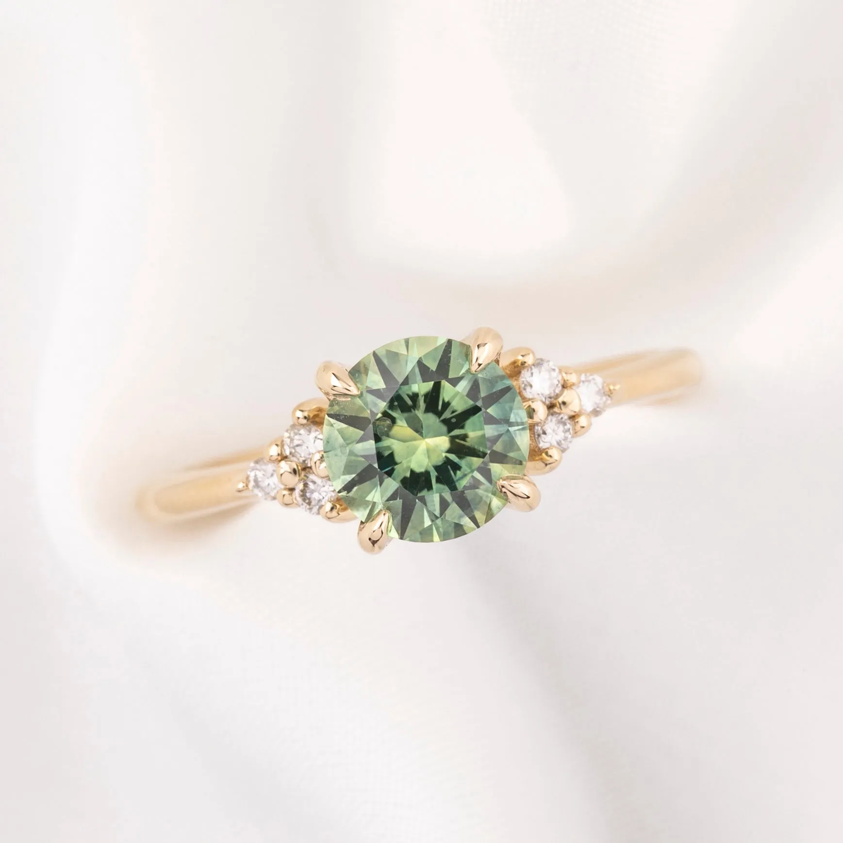 Teresa Ring 1.60ct Parti Green Yellow Montana Sapphire, 14k Yellow Gold (One of a kind)