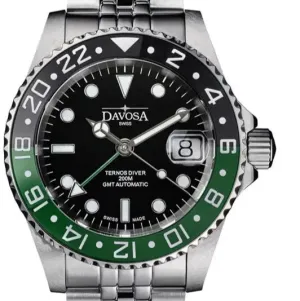 Ternos Ceramic Automatic GMT Swiss-Made Black Green Diving Watch 16159007