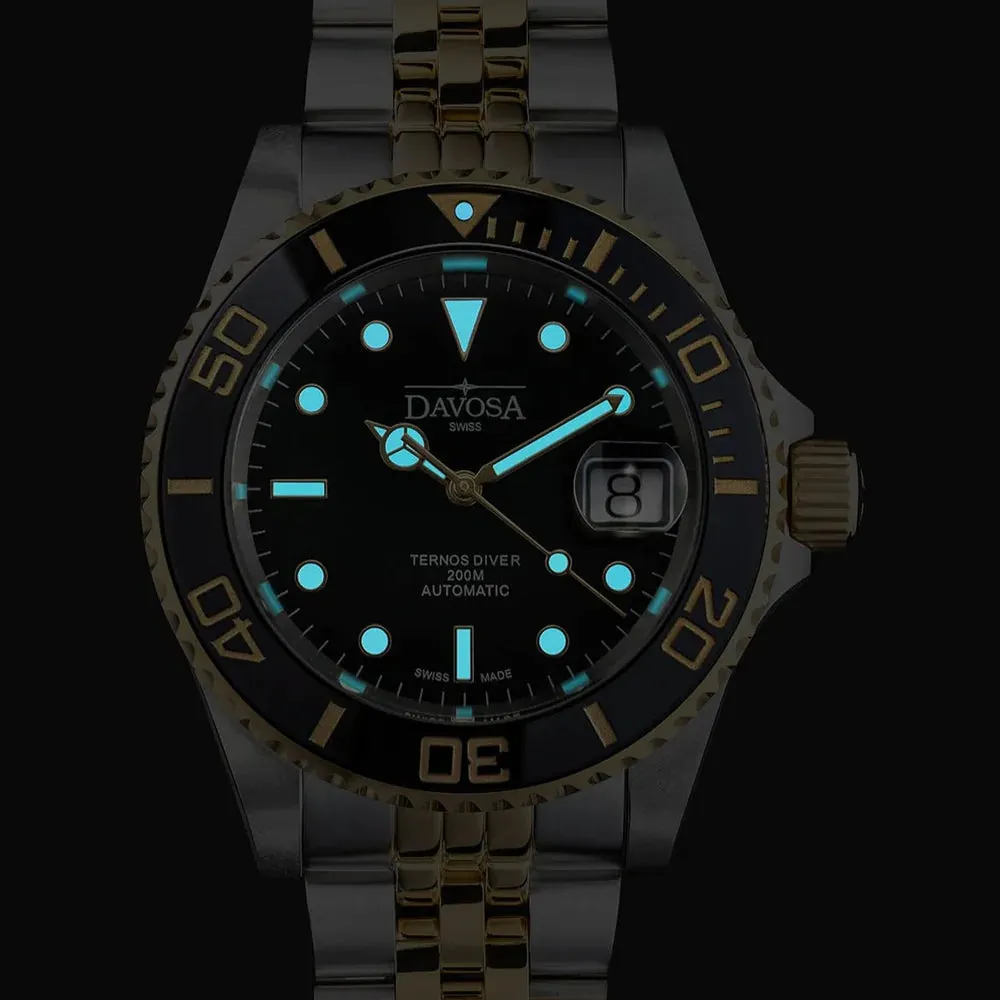 Ternos Ceramic Automatic Swiss-Made PVD Gold Diver Watch 16155503