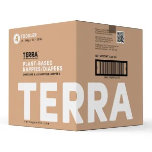 Terra 8-Pack Natural Plant-Based Eco-Friendly Diapers - 144 diapers, 18 count per pack (Size 4, Toddler)