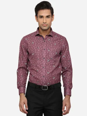 Terracotta Purple Printed Slim Fit Party Wear Shirt | Greenfibre