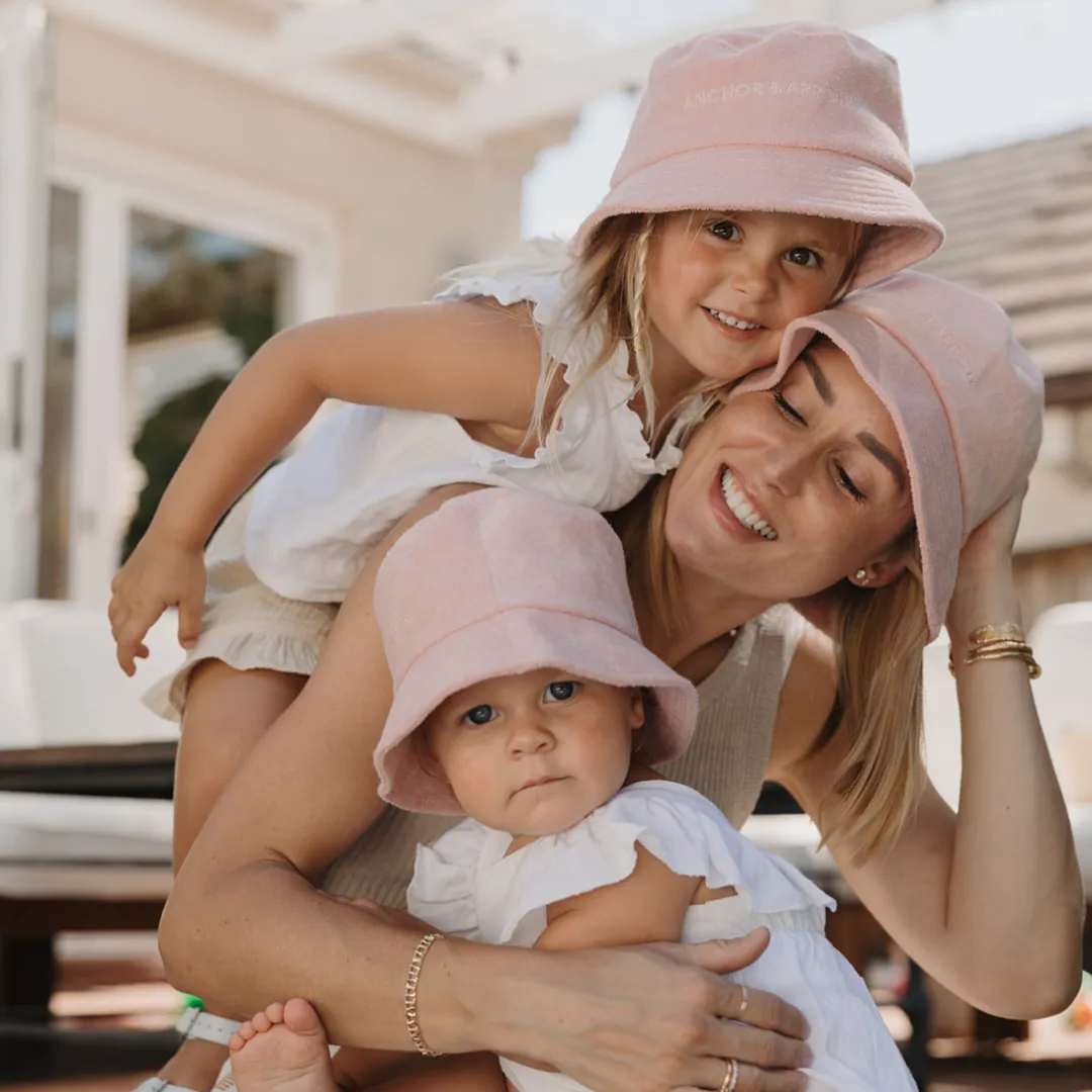 Terry Towelling Bucket Hat - Blush