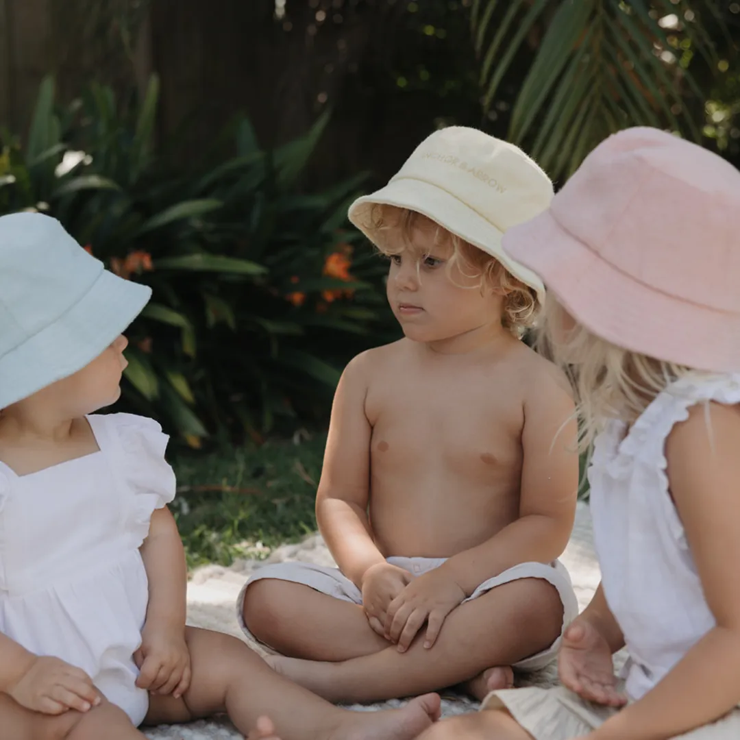 Terry Towelling Bucket Hat - Blush