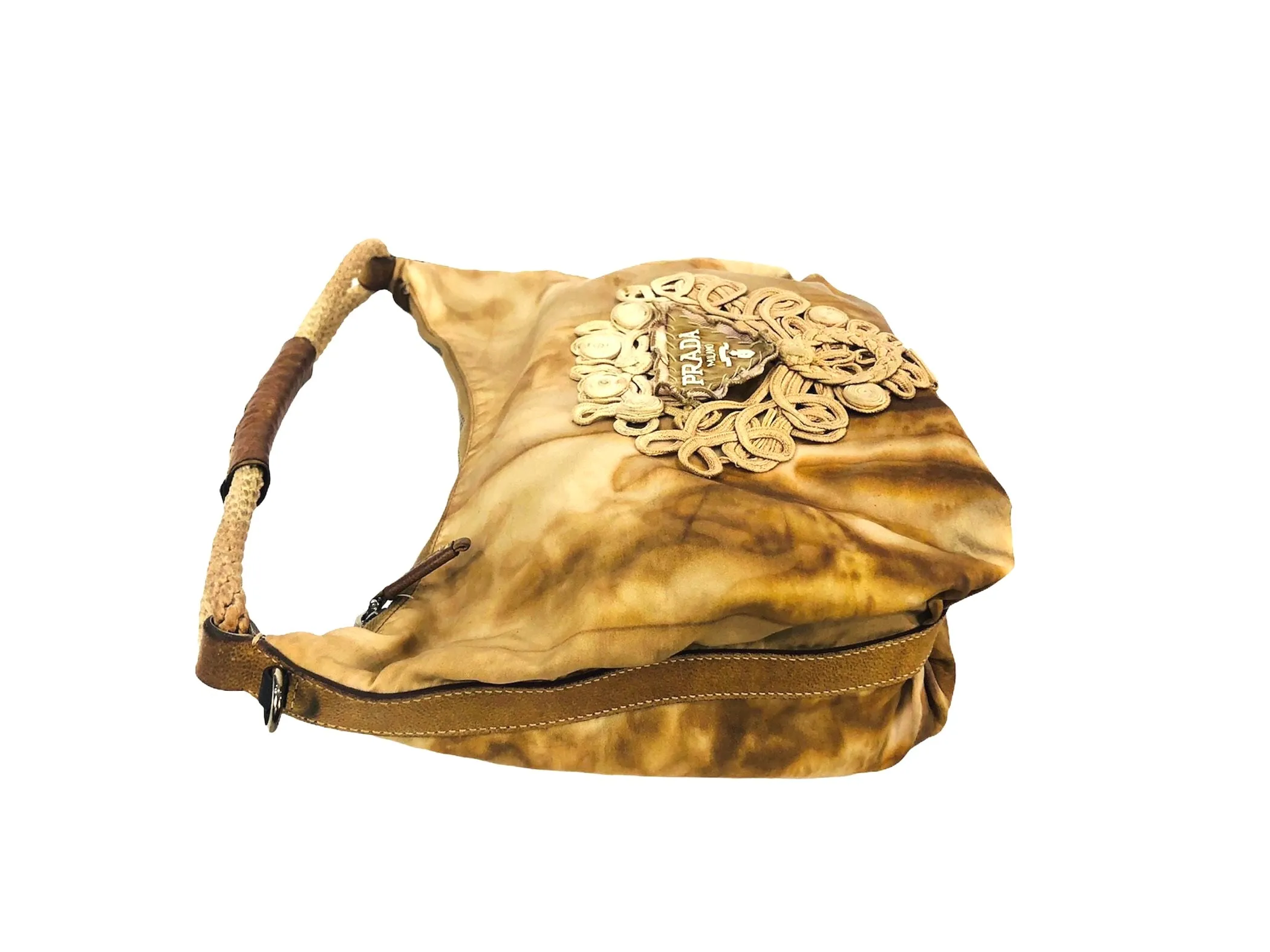 Tessuto Tan Tie-Dye Embroidered Passamaneria Hobo Bag