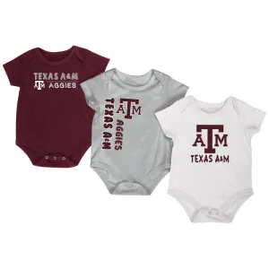 Texas A&M Aggies Colosseum Red White Gray Infant One Piece Outfits - 3 Pack