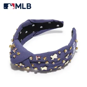 TEXAS RANGERS LELE SADOUGHI / MLB NAVY EMBELLISHED KNOTTED HEADBAND