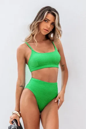 Textured Bralette & High Waist Bikini Swimsuit