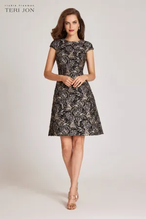 Textured Jacquard Fit And Flare Dress