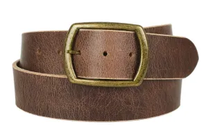 Textured Light Brown Wide Leather Belt