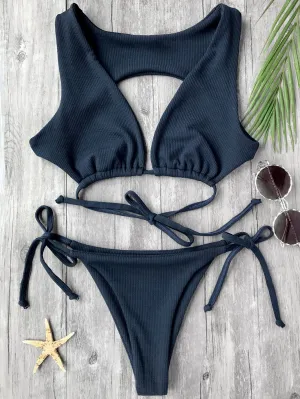 Textured Plunge Bathing Suit