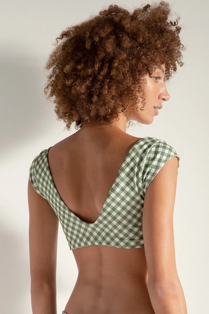 Textured tie front crop top