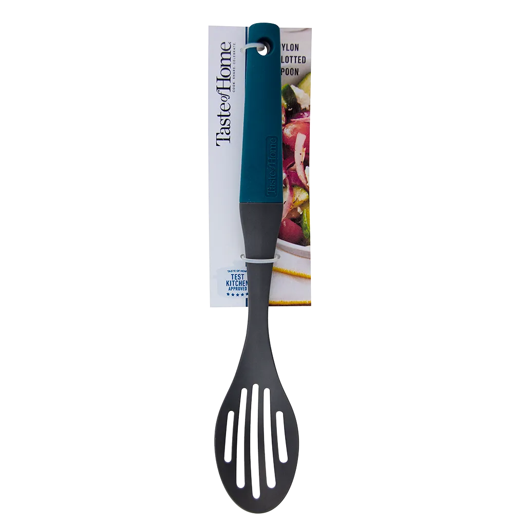 TG554A Nylon Slotted Spoon in Sea Green and Charcoal Gray by Taste of Home