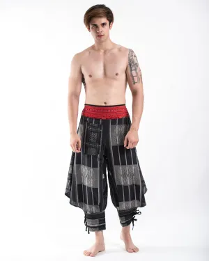 Thai Hill Tribe Fabric Harem Pants with Ankle Straps in Charcoal Gray