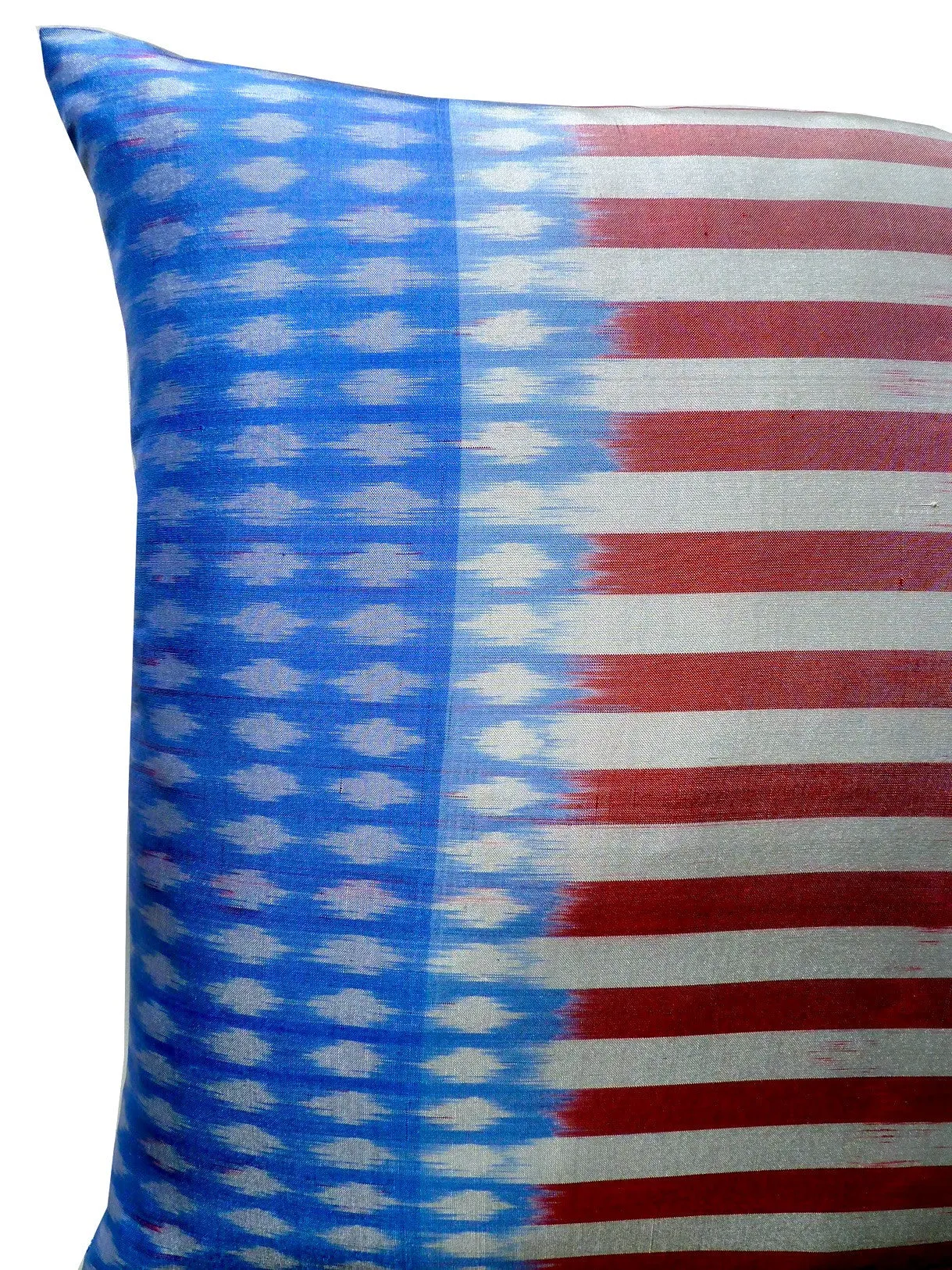 Thai Silk Modern Ikat Pillow American Flag