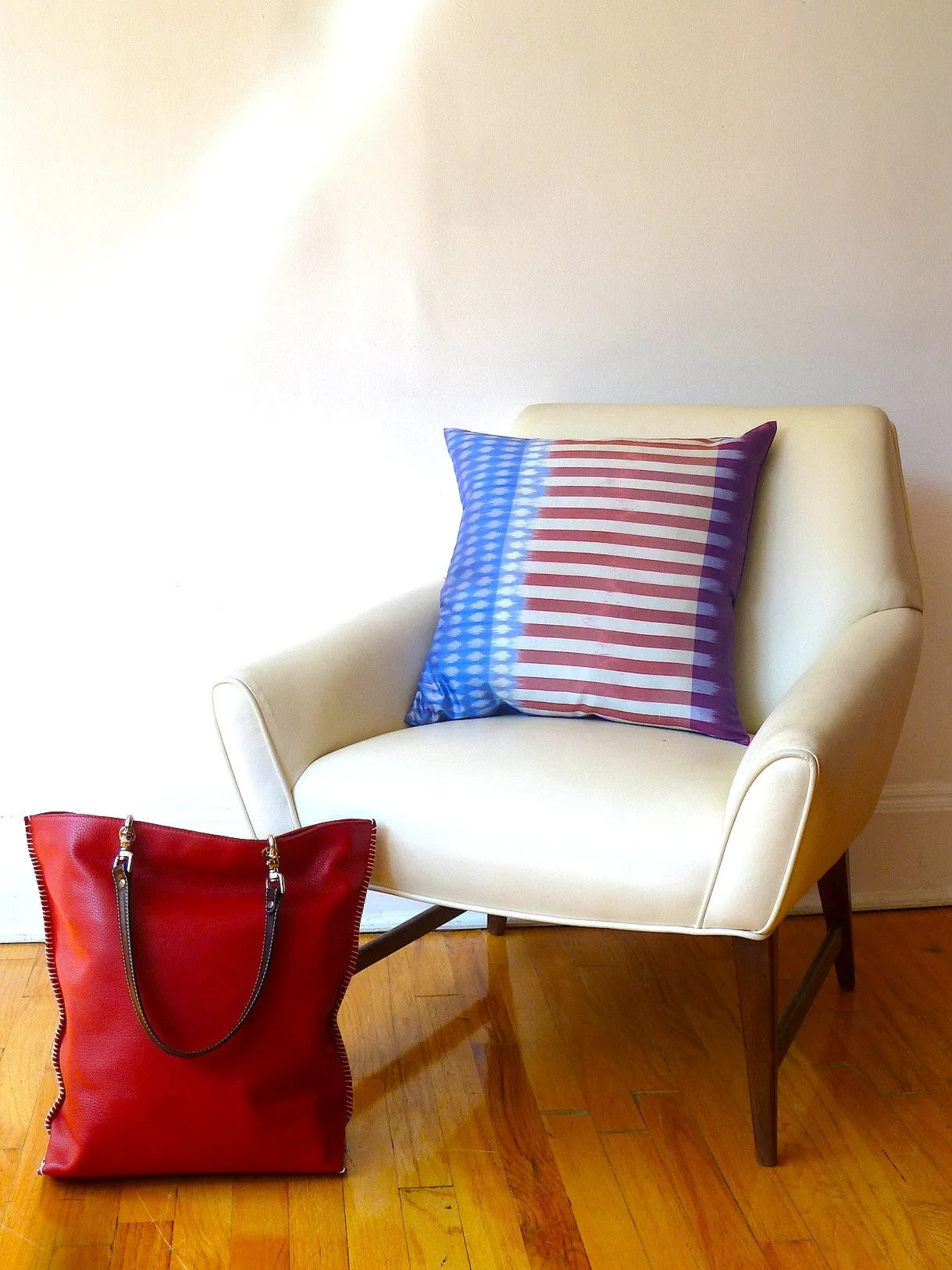 Thai Silk Modern Ikat Pillow American Flag