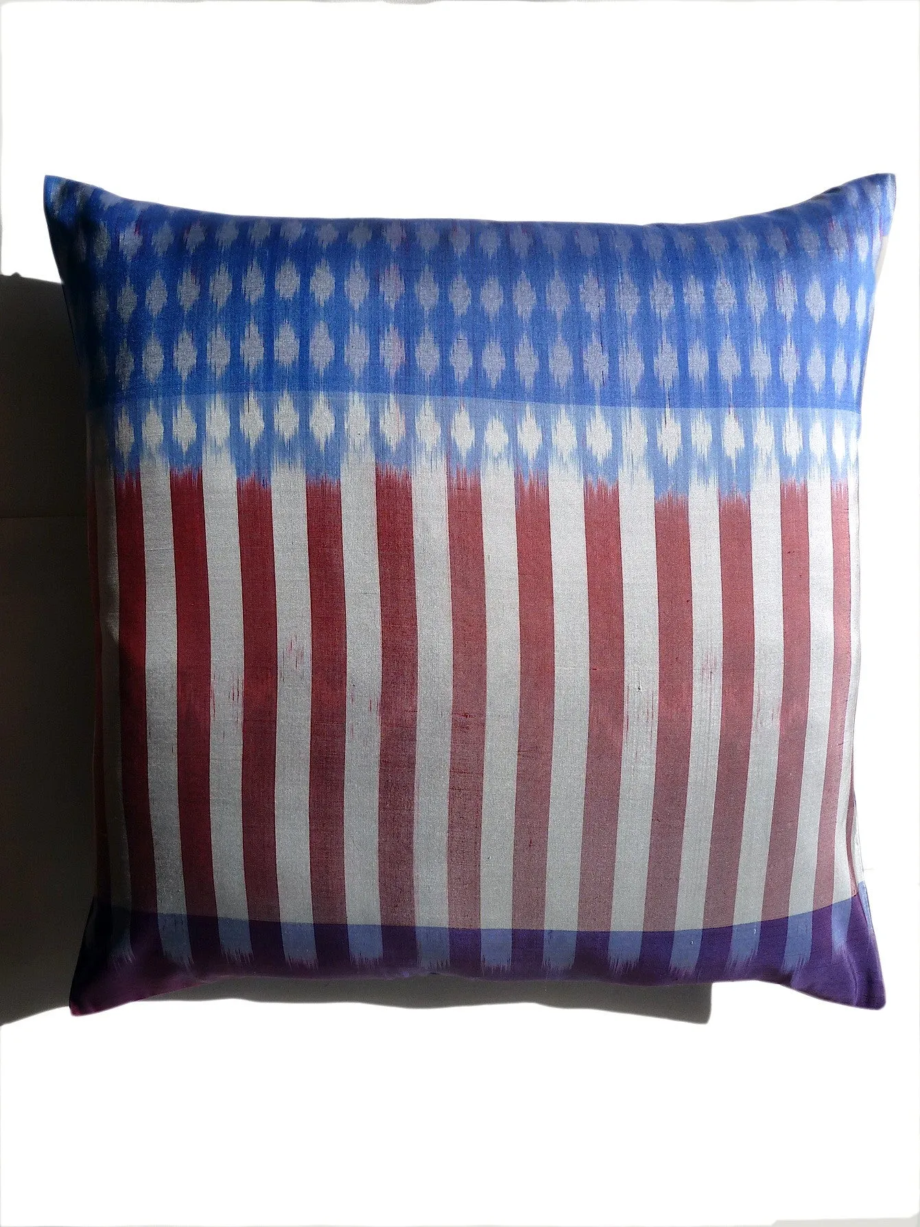 Thai Silk Modern Ikat Pillow American Flag