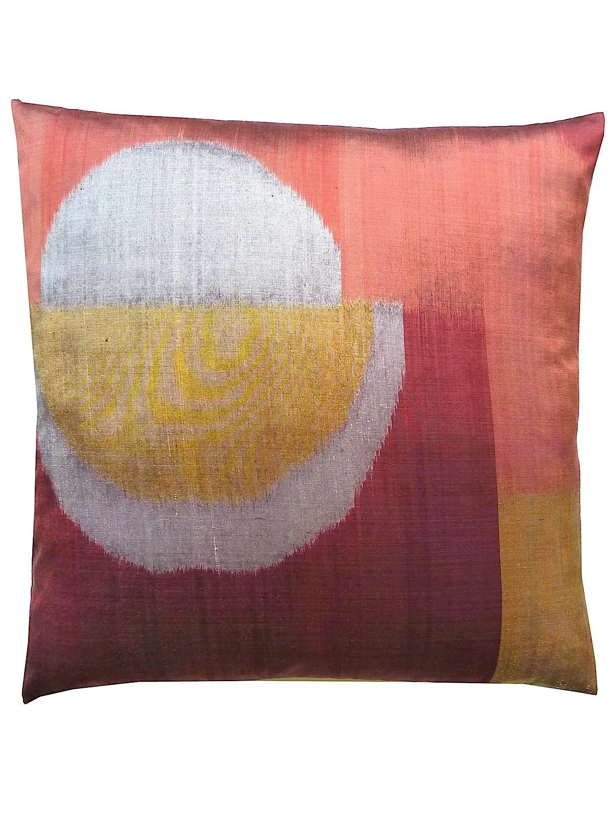 Thai Silk Modern Ikat Pillow Burgundy Oval