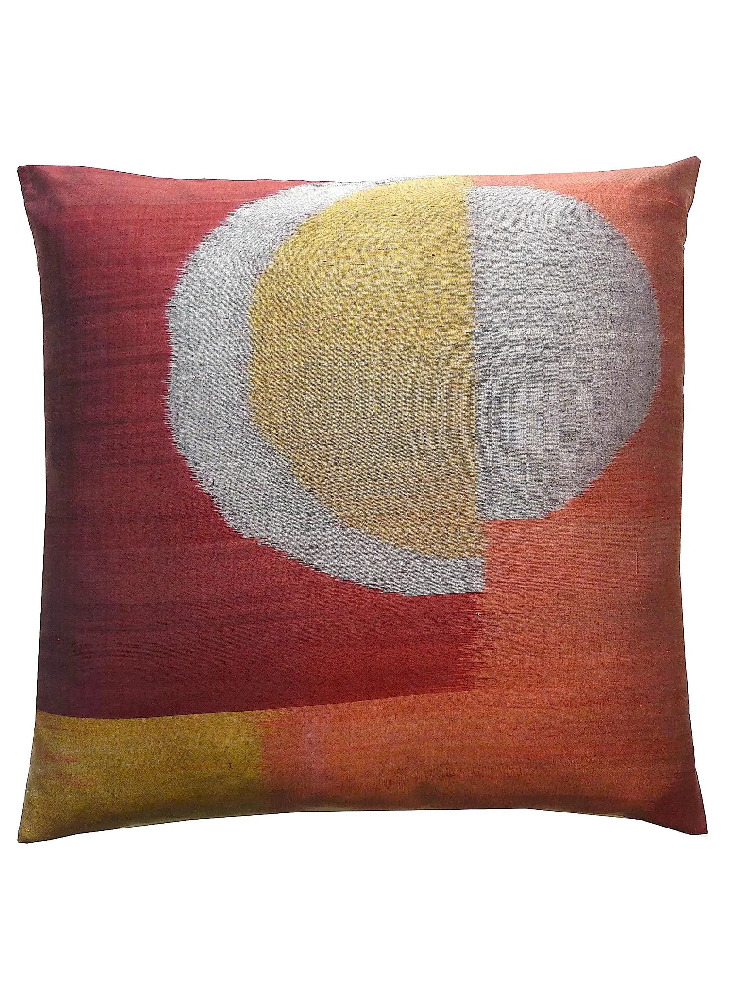 Thai Silk Modern Ikat Pillow Burgundy Oval