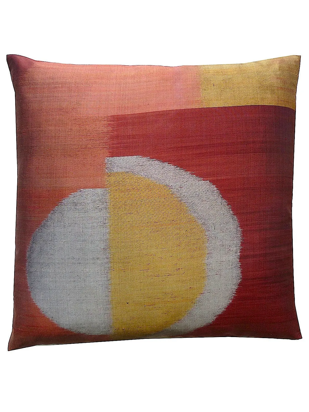 Thai Silk Modern Ikat Pillow Burgundy Oval