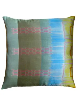 Thai Silk Modern Ikat Pillow Celadon Pastels Gold