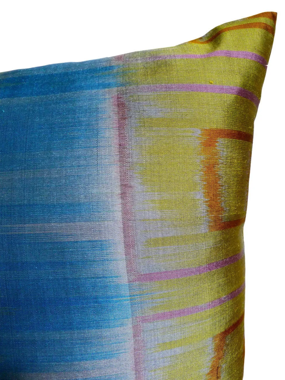 Thai Silk Modern Ikat Pillow Celadon Pastels Gold