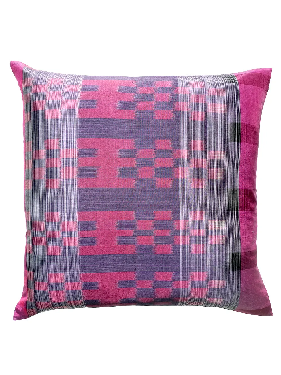 Thai Silk Modern Ikat Pillow Purple Rose