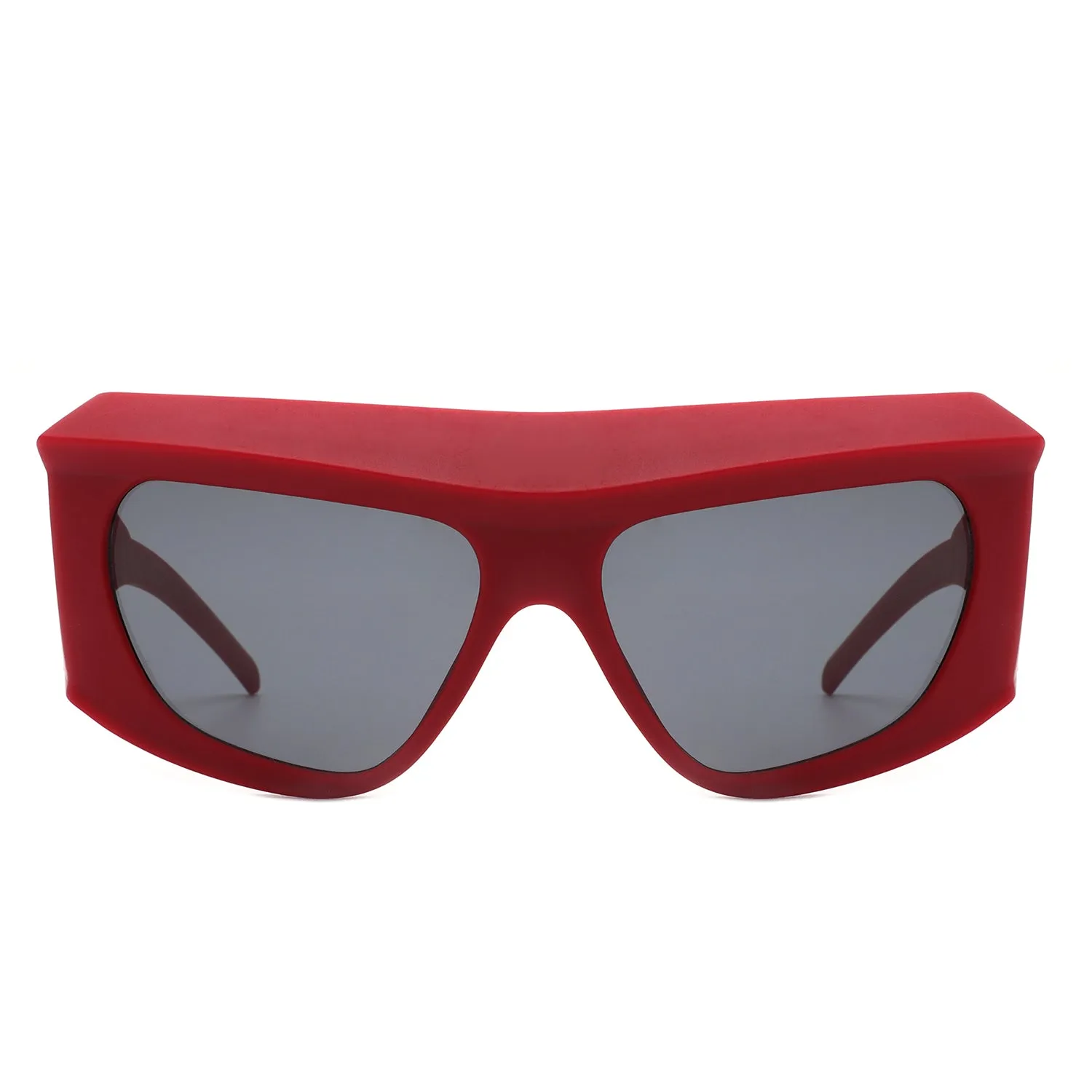 Thalia - Oversized Chunky Square Wrap Around Tinted Sunglasses