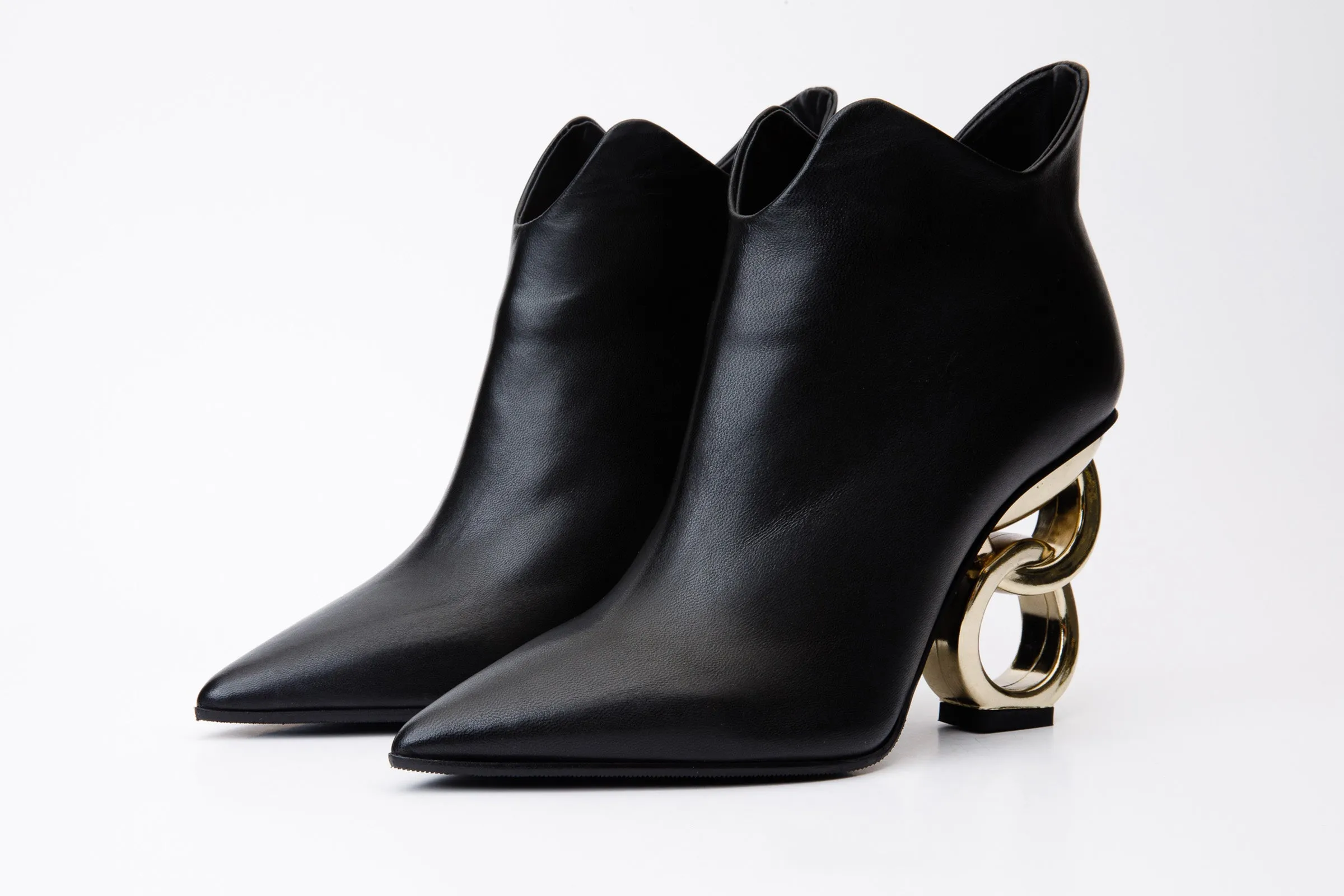 The Abriel Black Leather Ankle Women Boot