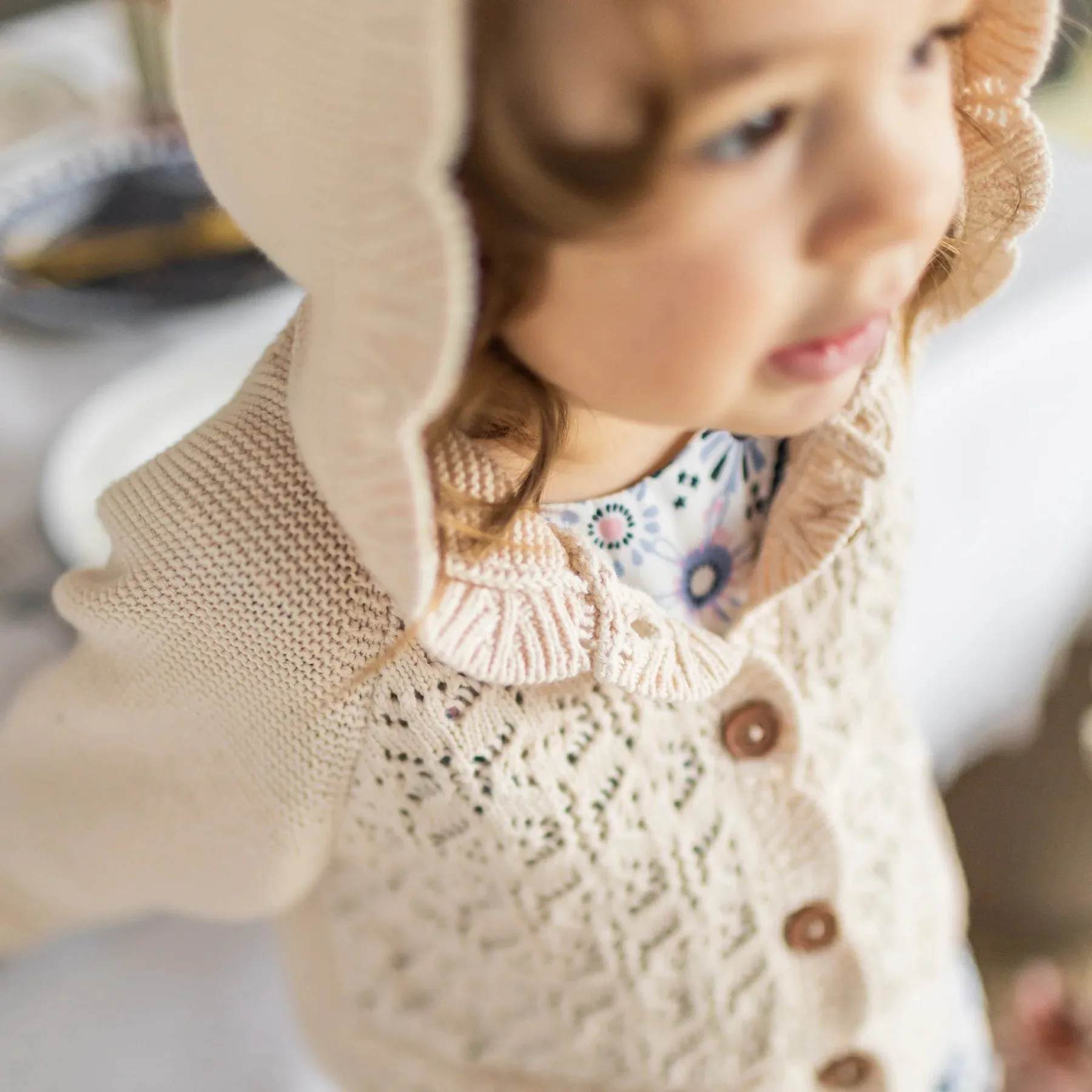 The Allison Hooded Crochet Cardigan - BABY