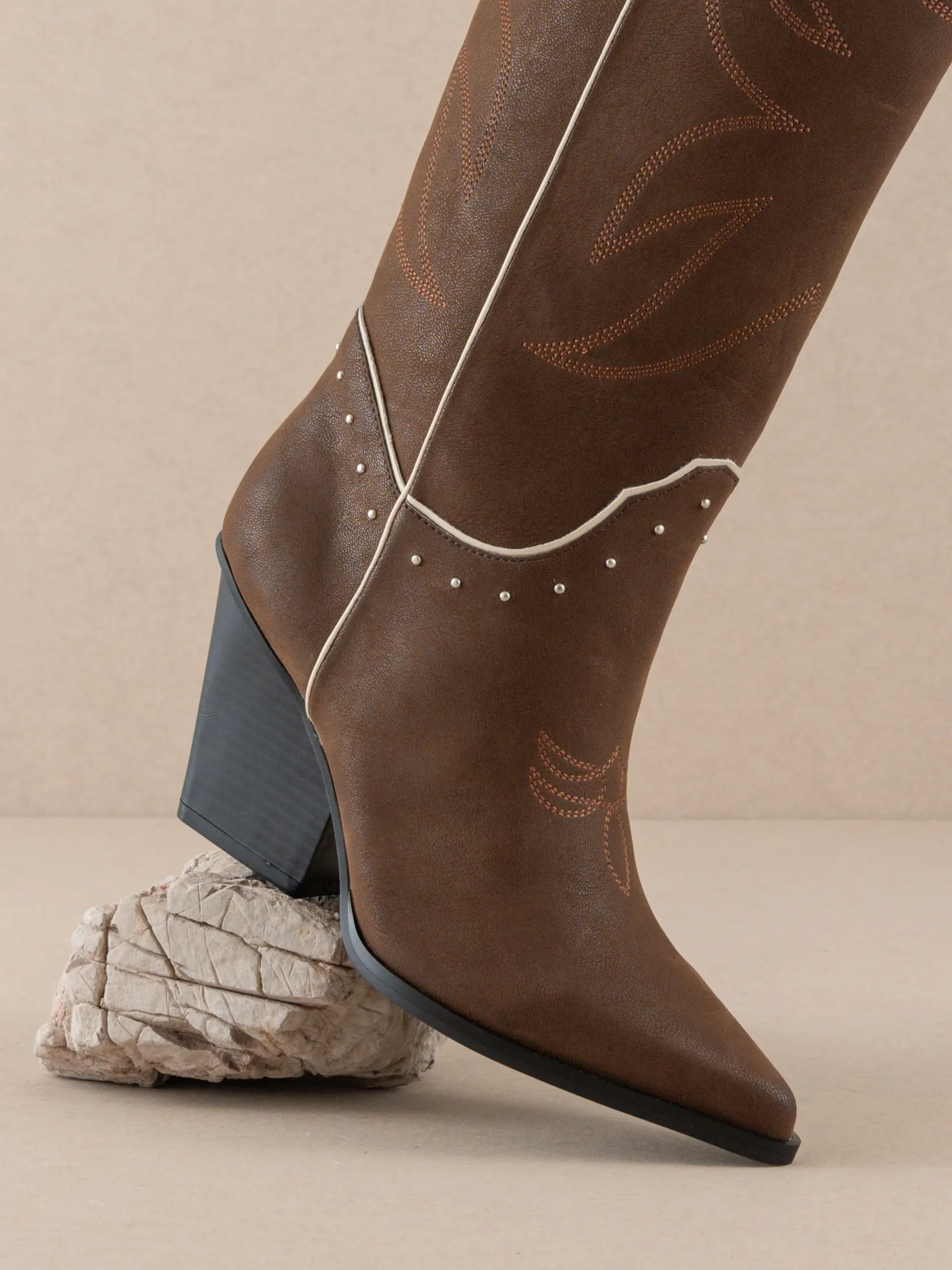 The Ashton | Coffee Cowboy Boot with Flaire