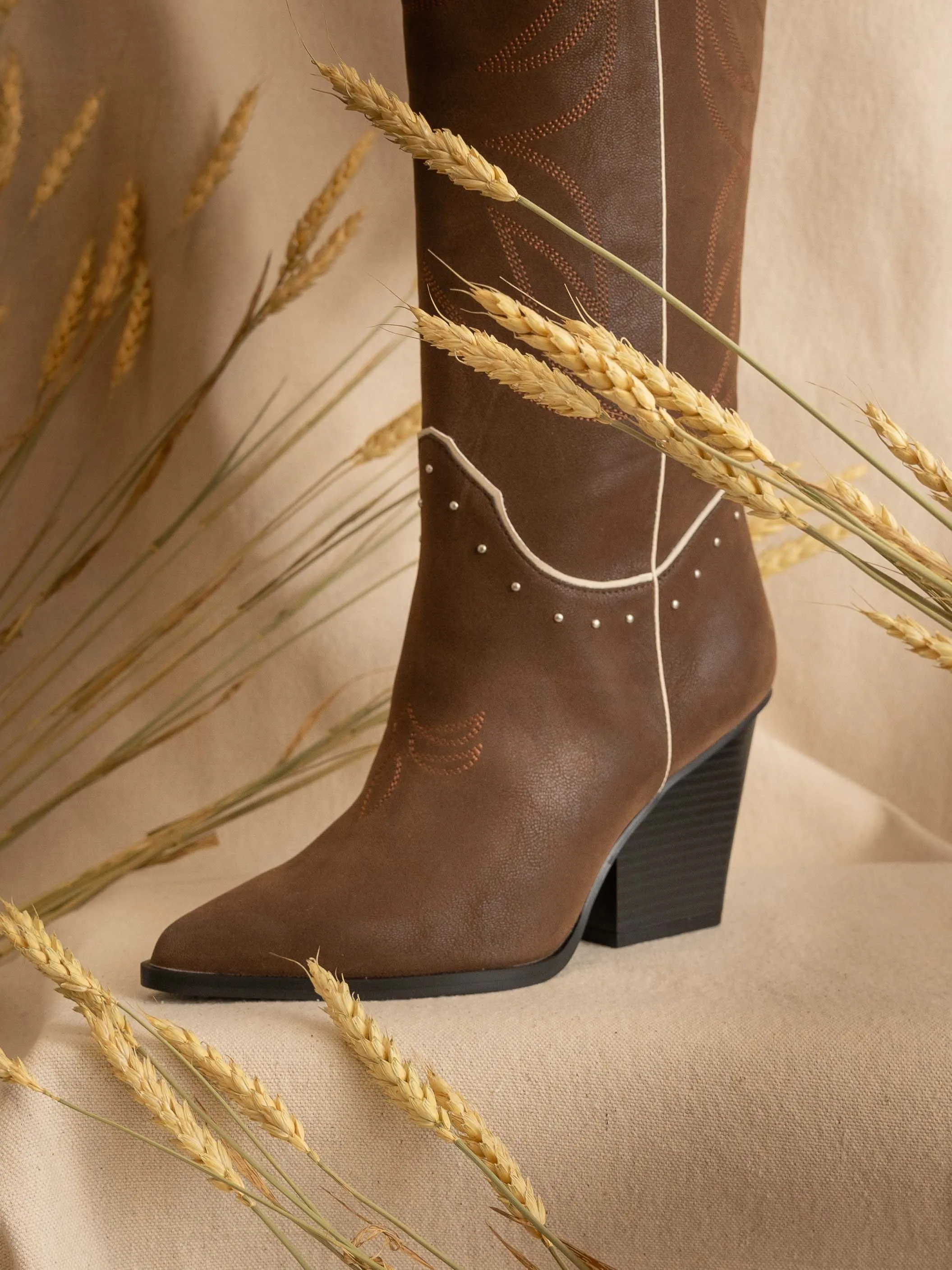 The Ashton | Coffee Cowboy Boot with Flaire