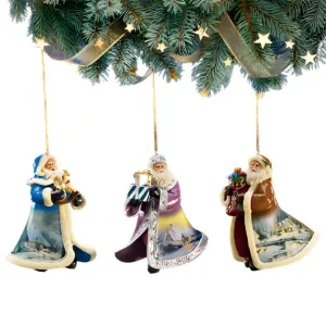 The Ashton-Drake Galleries Victorian Winter Scenes Santas Ornament Collection Issue #24 Painter of Light Artistry Christmas Decoration Set of 3 by Thomas Kinkade 12-inches