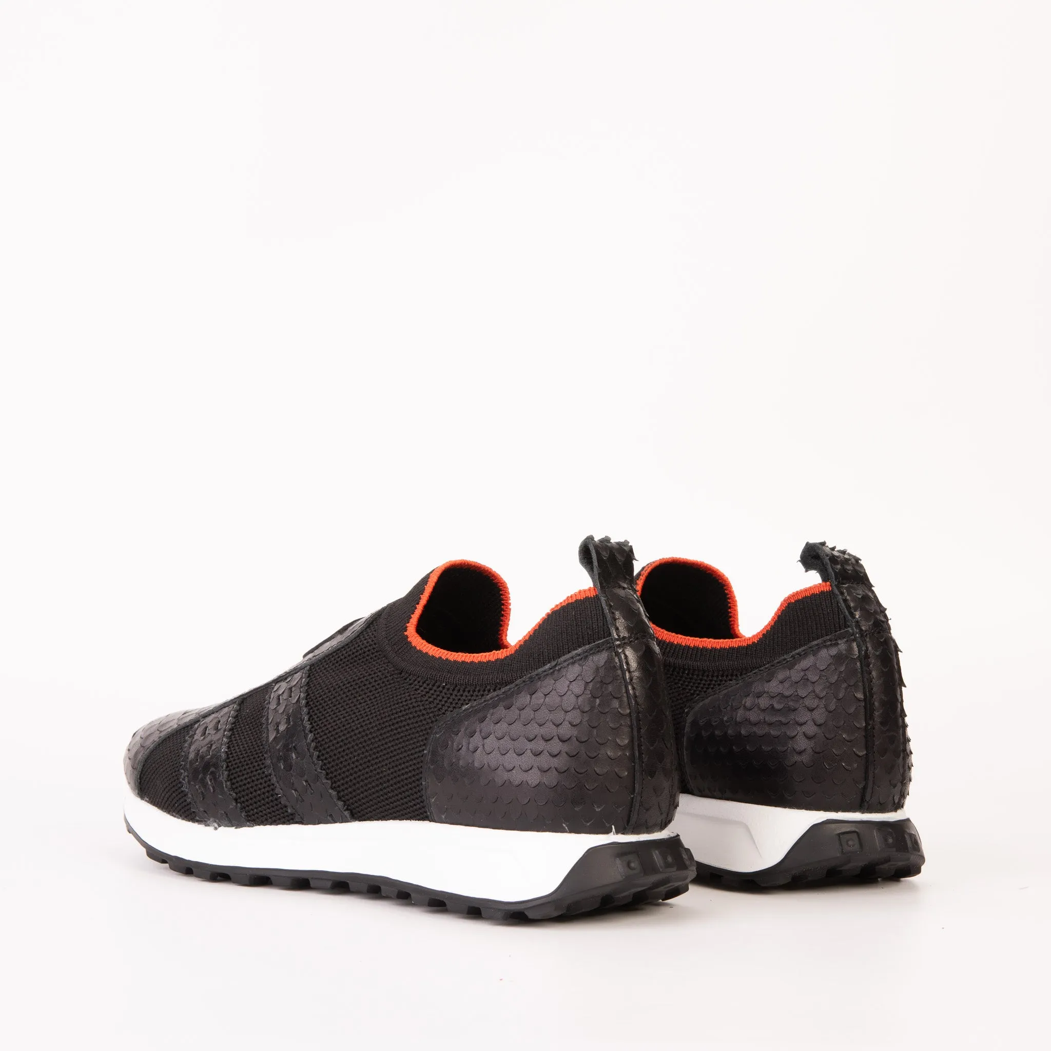 The Aslan Black Knitted & Leather Men Sneaker