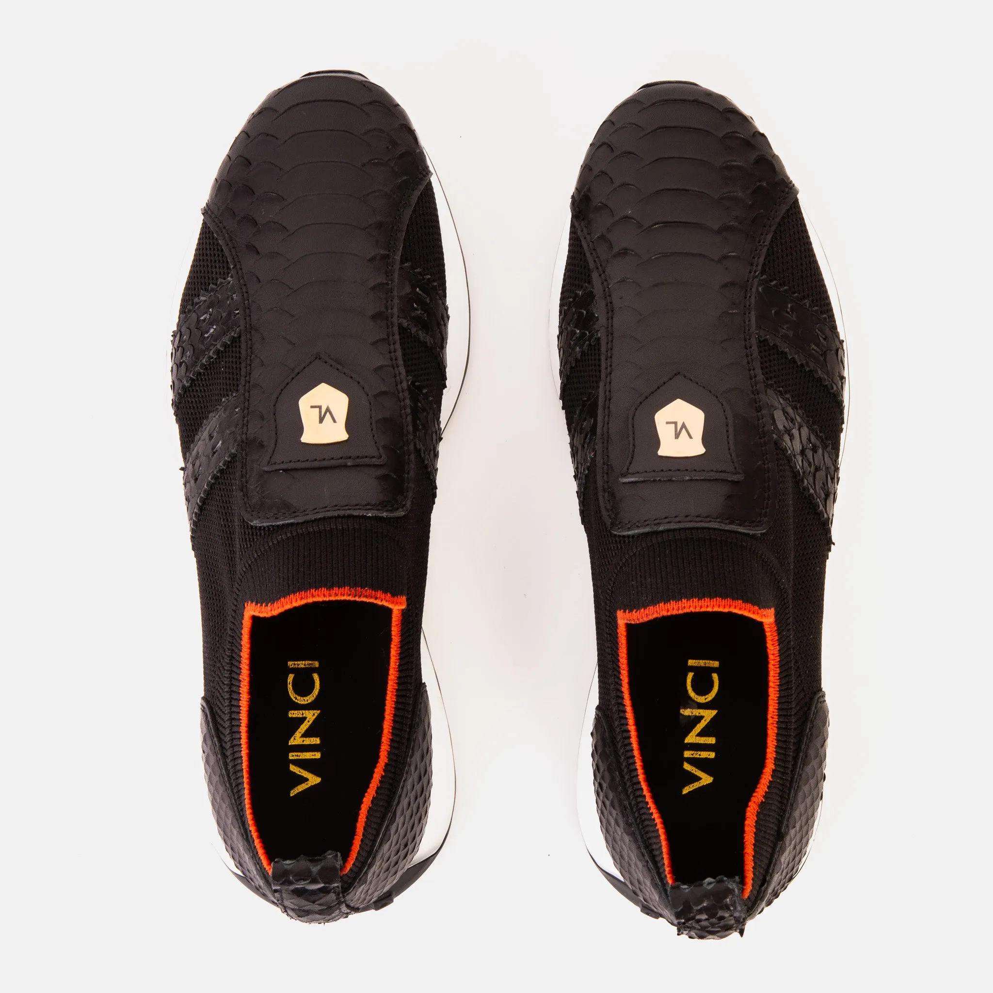 The Aslan Black Knitted & Leather Men Sneaker