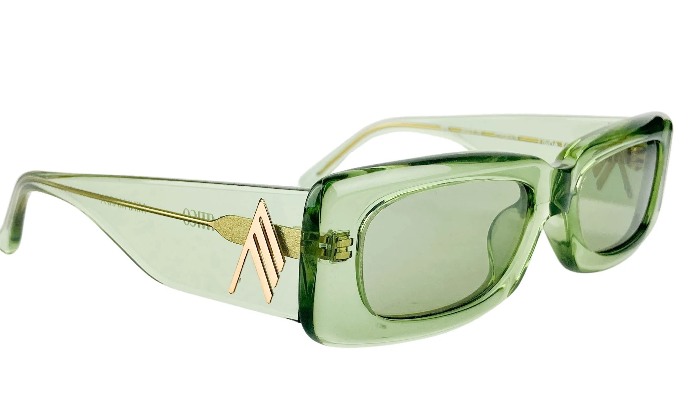 The Attico x Linda Farrow Mini Marfa Square-Frame Acetate Sunglasses in Green