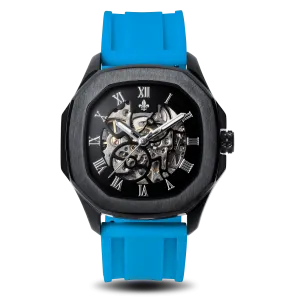 The Avalon Black   Blue Silicone Strap