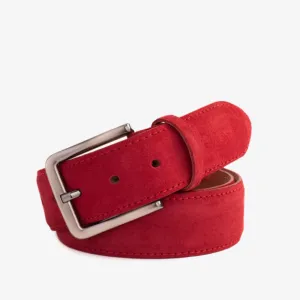 The Bari Red Suede Leather Belt