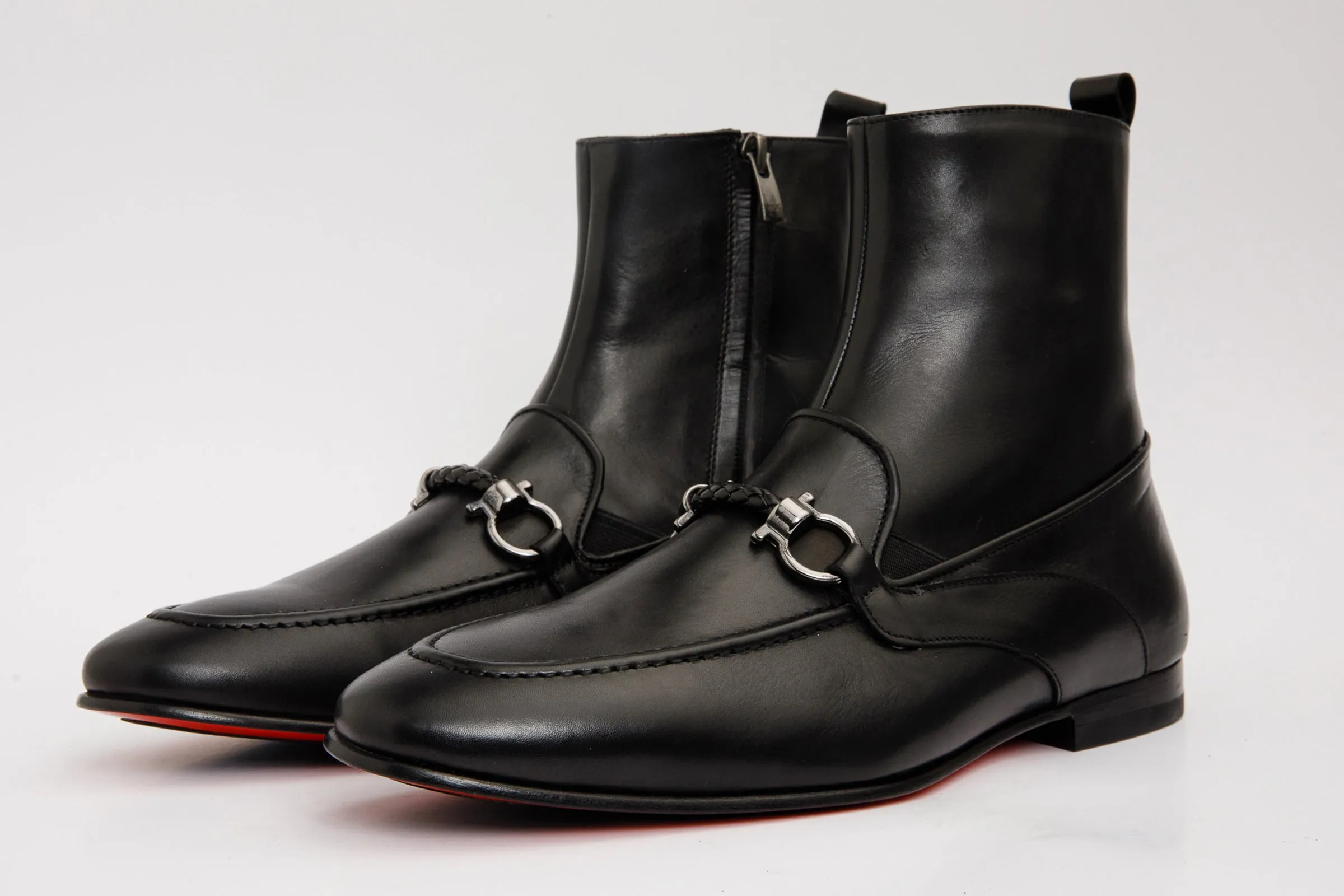 The Baron Black Bit Zip-Up Dress Men Boot