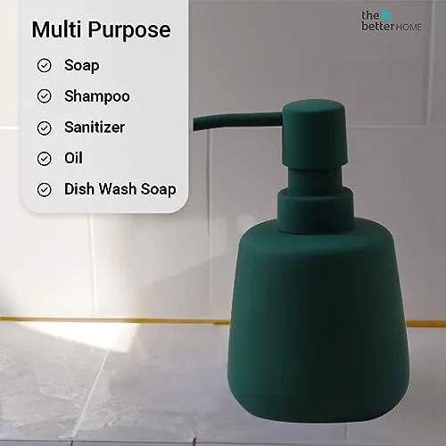 The Better Home 260ml Soap Dispenser Bottle - Green (Set of 3)  | Elegant and Functional Liquid Pump for Kitchen, Wash-Basin, and Bathroom