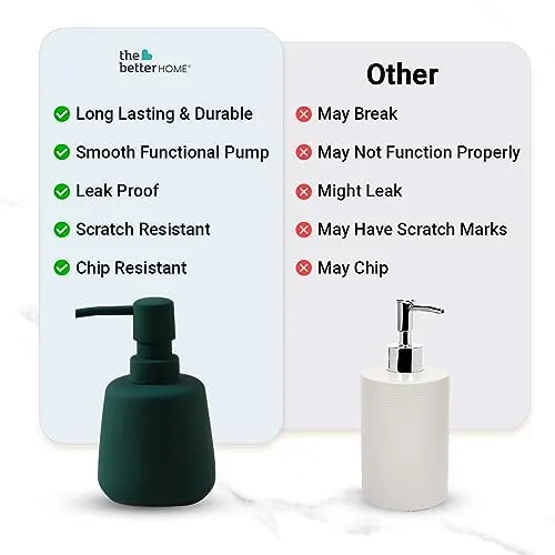 The Better Home 260ml Soap Dispenser Bottle - Green (Set of 3)  | Elegant and Functional Liquid Pump for Kitchen, Wash-Basin, and Bathroom