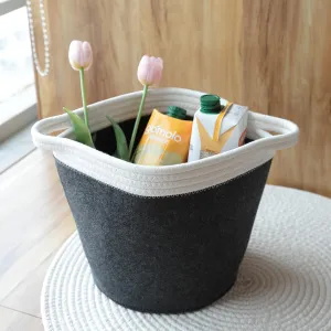 The Better Home Basket for Storage Laundry Basket for Clothes | For Kids Room Adults Basket for Toys Make-Up Books Baby Cloth Basket for Storage Clothes | Home Organiser Eco Friendly (Grey-Small)