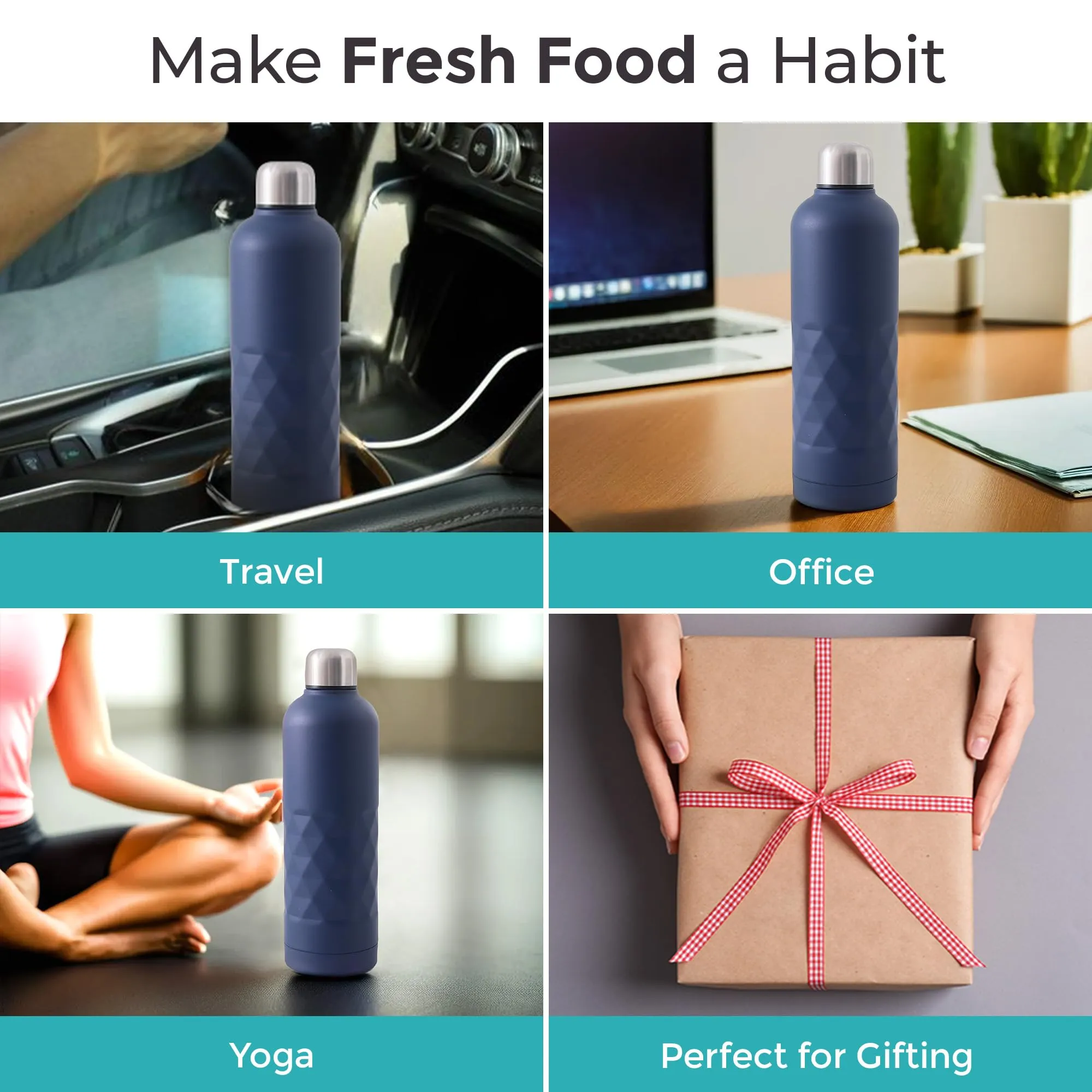 The Better Home Insulated Thermosteel Bottle 750ml | Small Flask Water Bottle for Kids School | Hot and Cold Water Bottle | Gym Bottles for Men/Women | Leakproof Screw Cap | Gifting Items (Dark Blue)