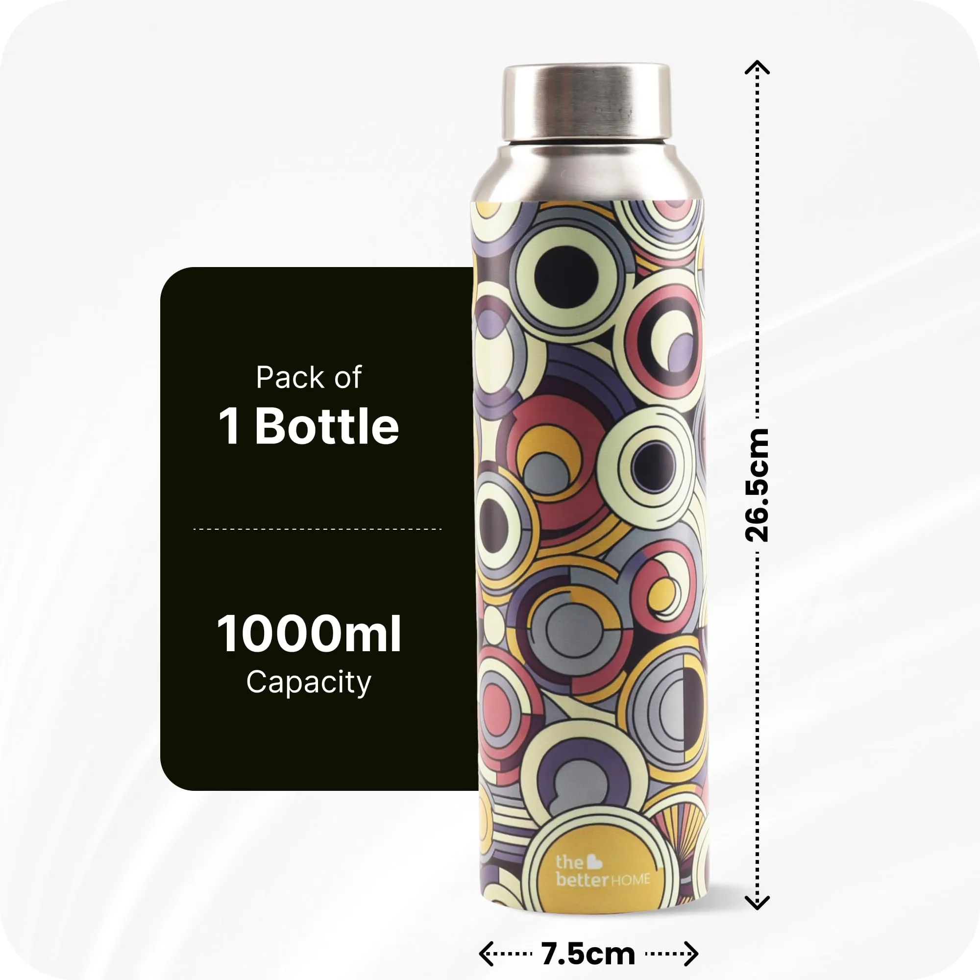 The Better Home Stainless Steel 1L Water Bottle | Gym Water Bottle For Men | Travel Bottle For Adults/Kids/School/Office | Water Bottle For Kids | Rust Free | Odor Free | Unique Dazzle Design