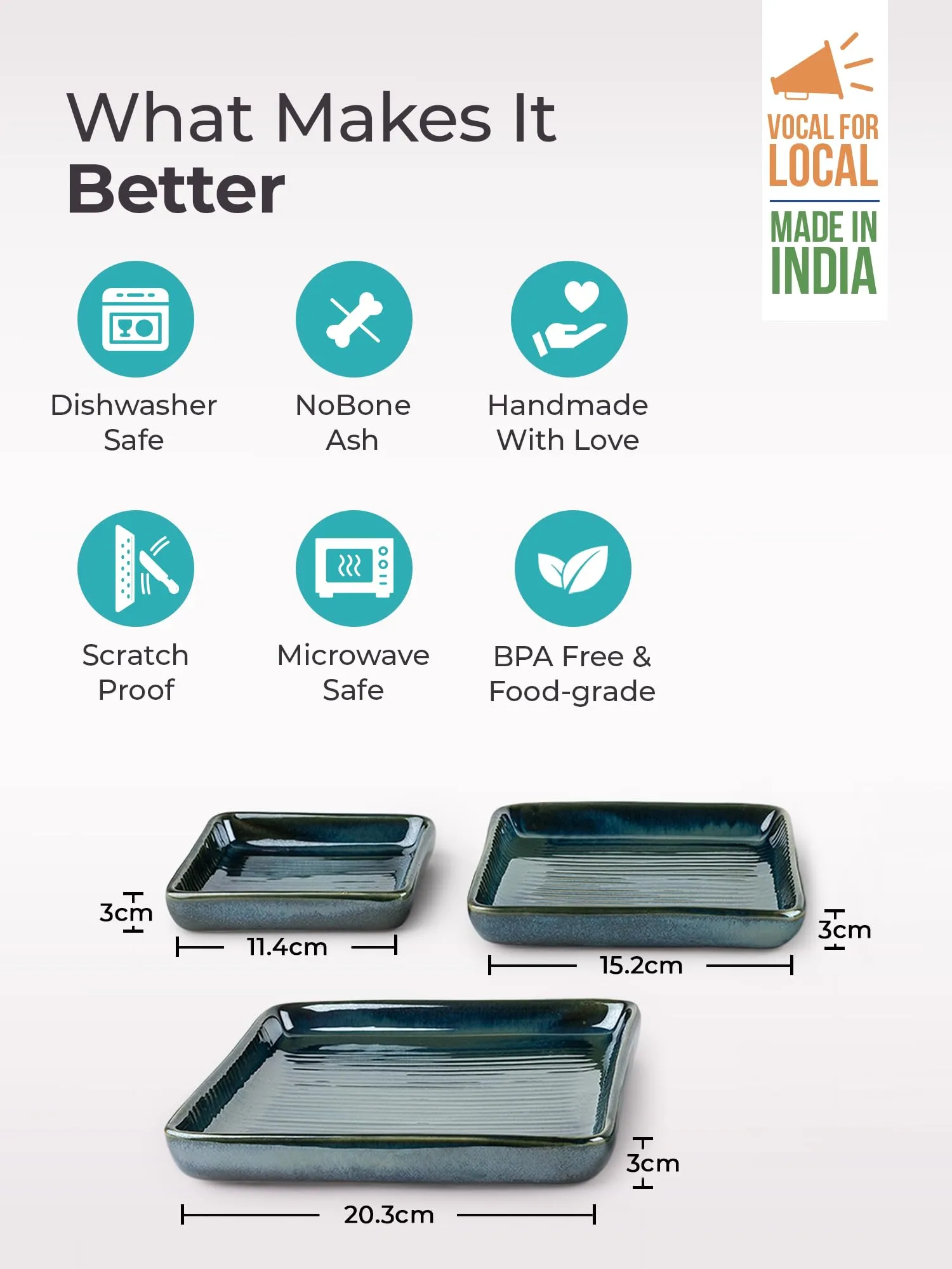 The Better Home Terra Series (3Pcs) Ceramic Serving Tray | Tray Set for Serving | Dry Fruits Serving Tray | Snacks Serving Tray Set | Ceramic Dinner Plates for Serving Appetizers, Salads, Desserts