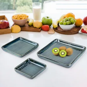 The Better Home Terra Series (3Pcs) Ceramic Serving Tray | Tray Set for Serving | Dry Fruits Serving Tray | Snacks Serving Tray Set | Ceramic Dinner Plates for Serving Appetizers, Salads, Desserts