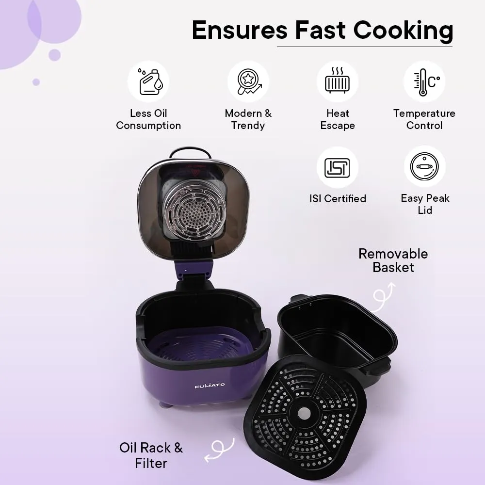 The Better HomeFUMATO Aerochef Smart Touch screen air fryer Purple & Insulated Bottle 1 litre Purple (Pack of 2)