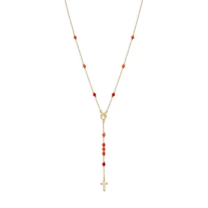 THE BOLD RED ROSARY NECKLACE